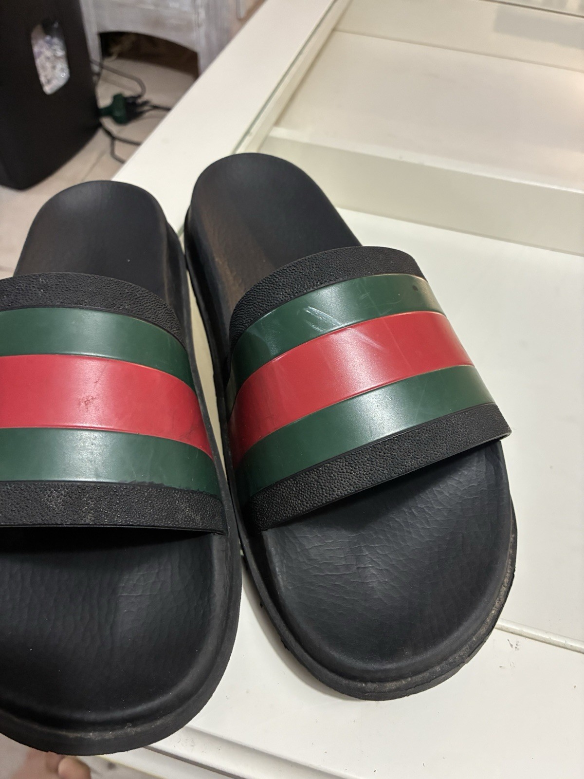 GUCCI Rubber Web Design Slide Sandals Men’s US 11
