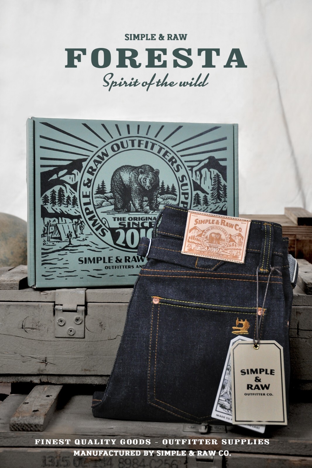 Simple&Raw Foresta 16oz. Orange Selvedge Men’s Jeans Slim Straight Fit
