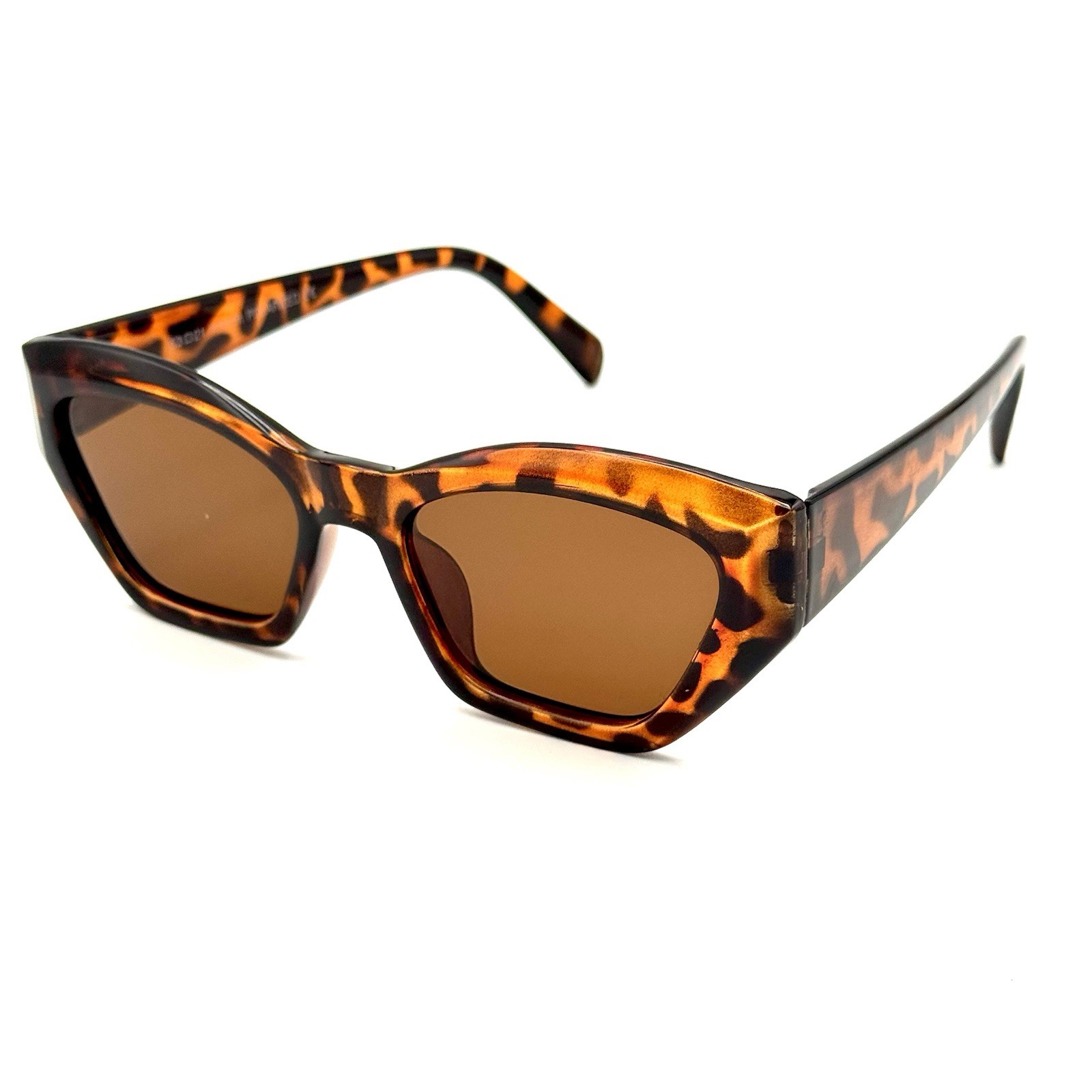 Geometric Sunglasses Polarized Brown Tortoise Shell Frame Fashion Modern Style