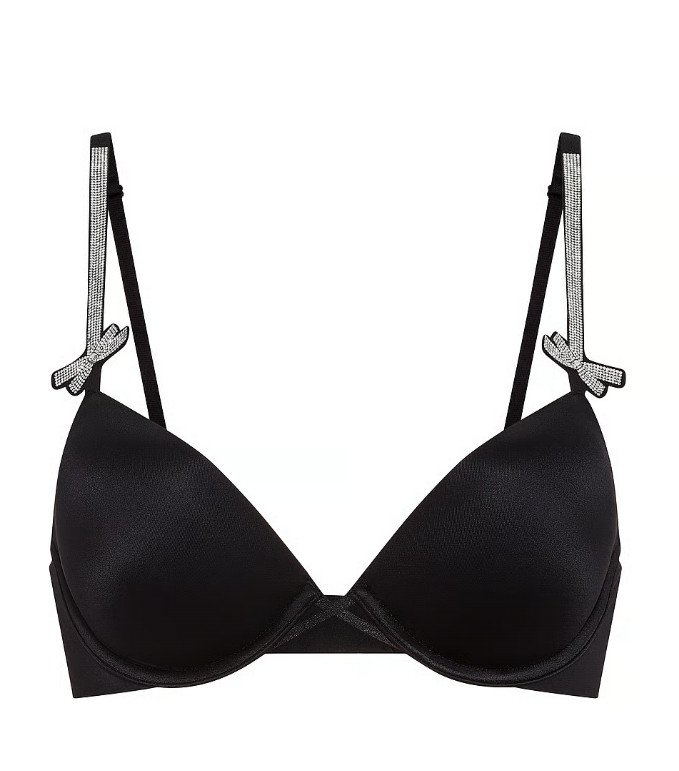 VS Very Sexy Shine Bow Push-Up Bra Black NWT