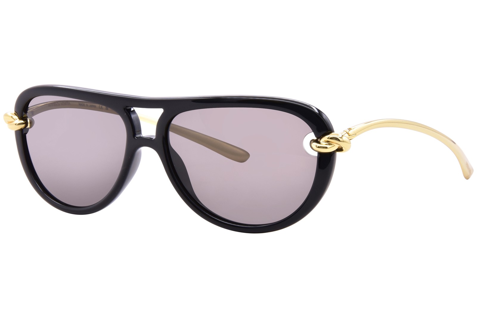 Bottega Veneta BV1418S 005 Sunglasses Women’s Black/Gold/Grey Pilot 58mm