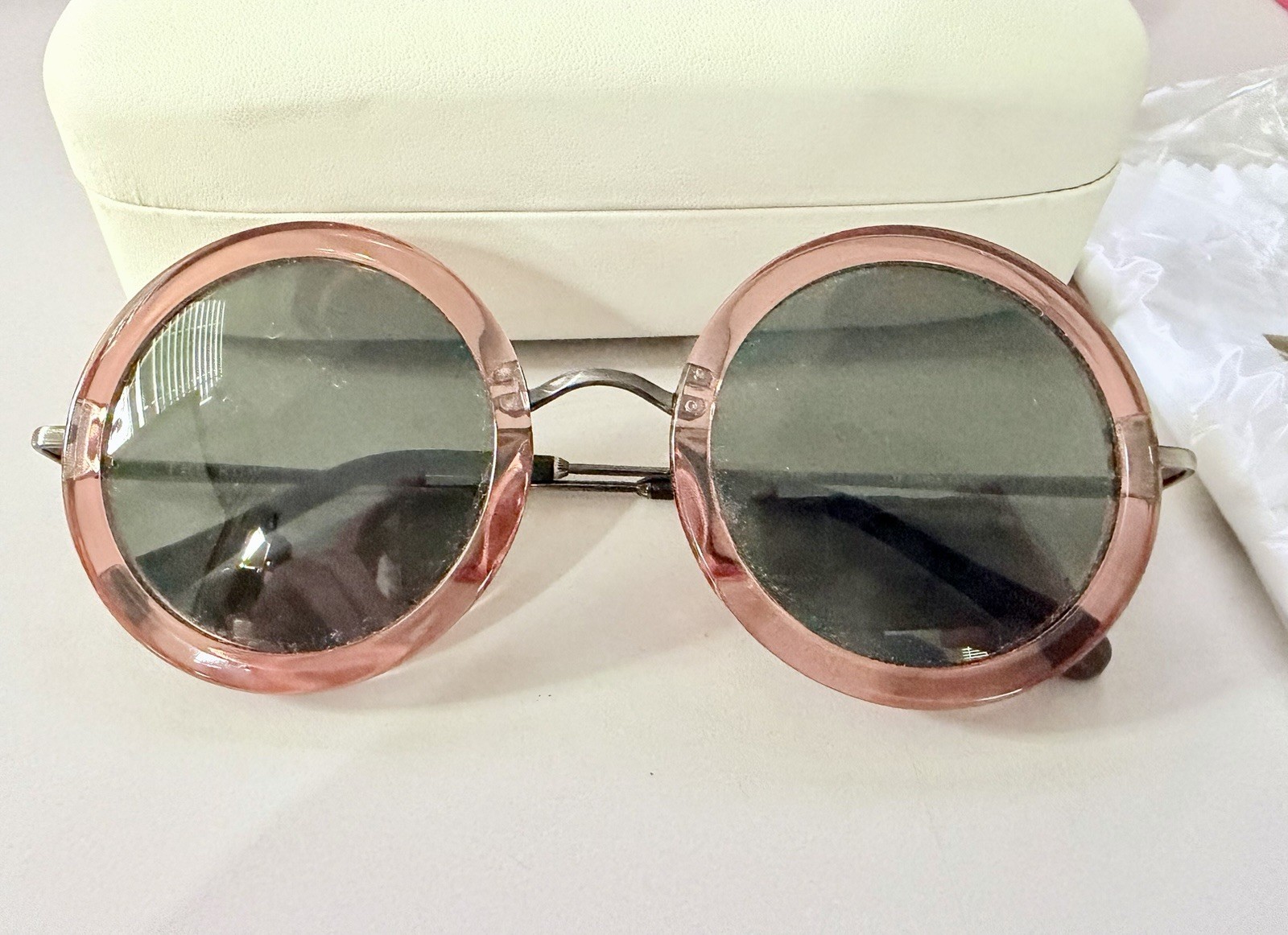 Linda Farrow X The Row Pink Transparent Sunglasses