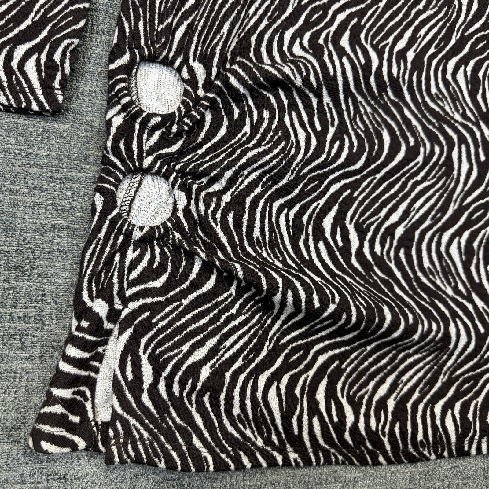 West of Melrose Zebra Print Open Back Mini Dress Long Sleeve Ruched XS NWT
