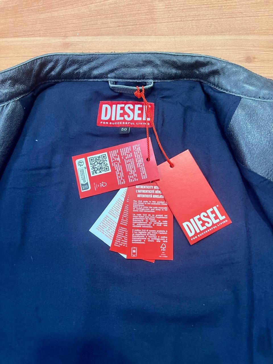 Diesel Men Leather Jacket Size L