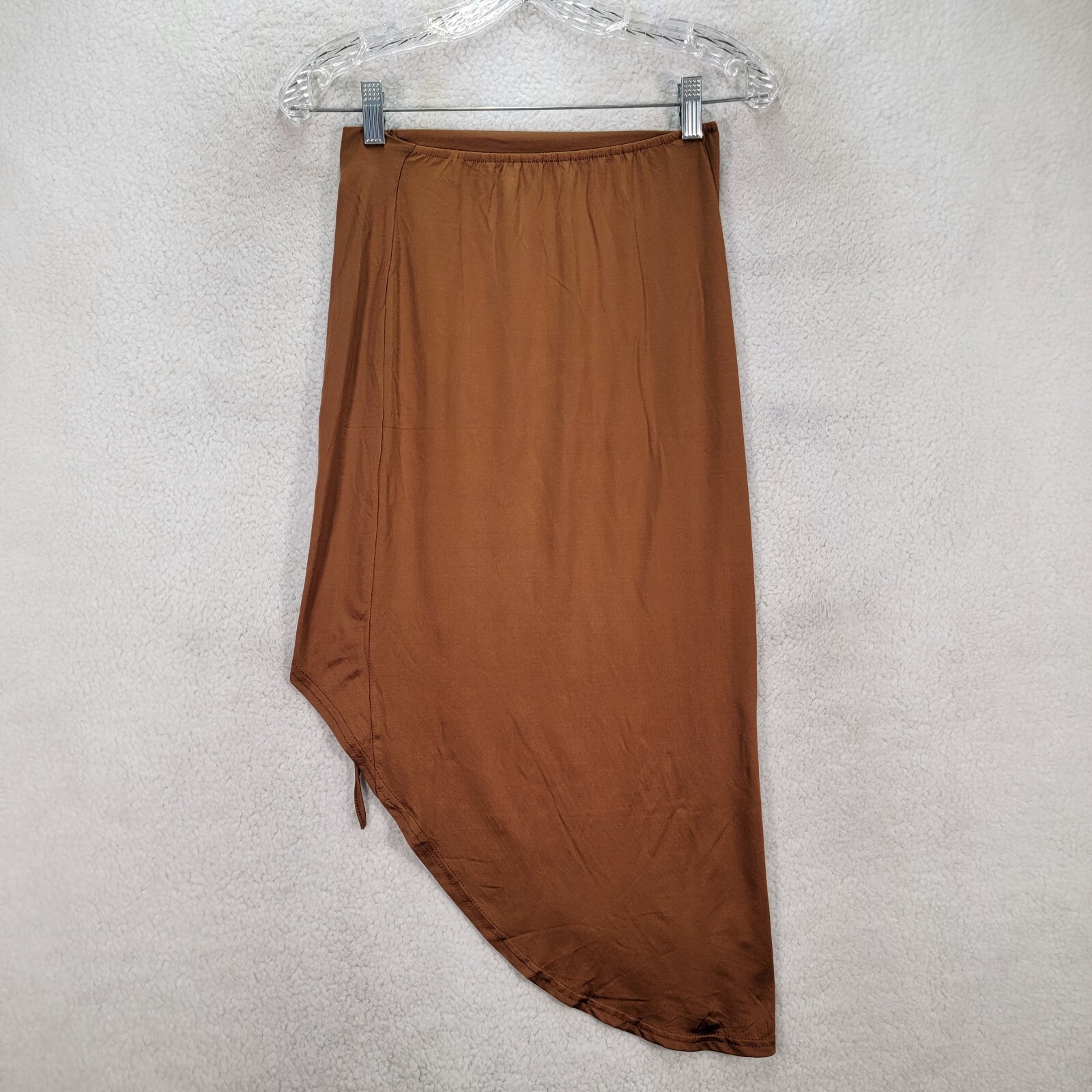 Brown Stretch Pull On Asymmetric Ruched Western Sexy A Line Womens Skirt Size M