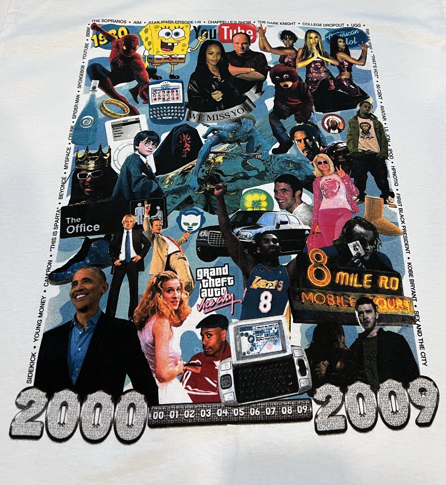 Y2K 2000-2009 Nostalgia Pop Culture Collage T-Shirt