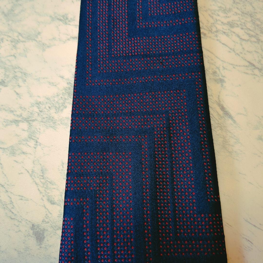 Balenciaga Tie Geometric Pattern Red Purple Designer Necktie Used