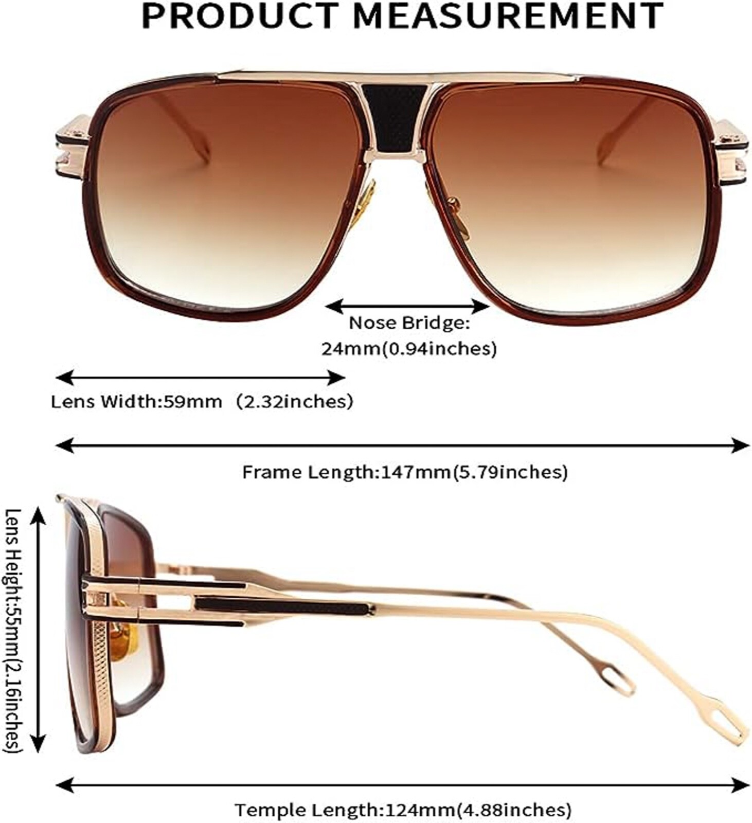 Mens Retro Aviator Classic Brown Tint Shades Gold Alloy Frame Beach Sunglasses