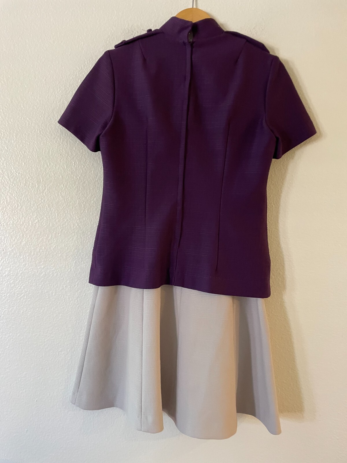 Vintage Burt Stanley Layered Twofer Dress 16 Two Tone Colorblock Purple Gray