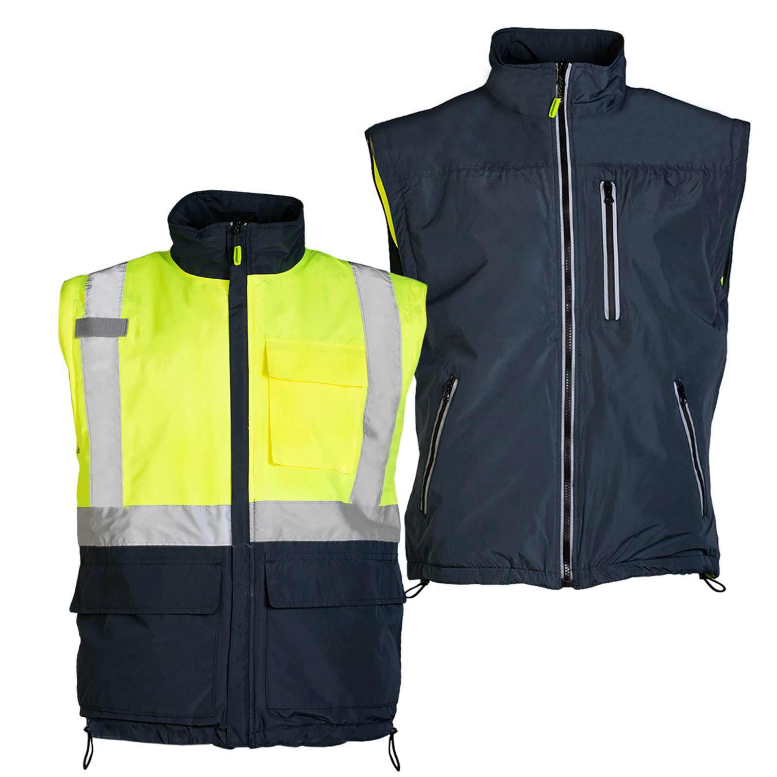 4 in 1 Hi Vis Visibility Reversible Safety Jacket JORESTECH Windbreaker