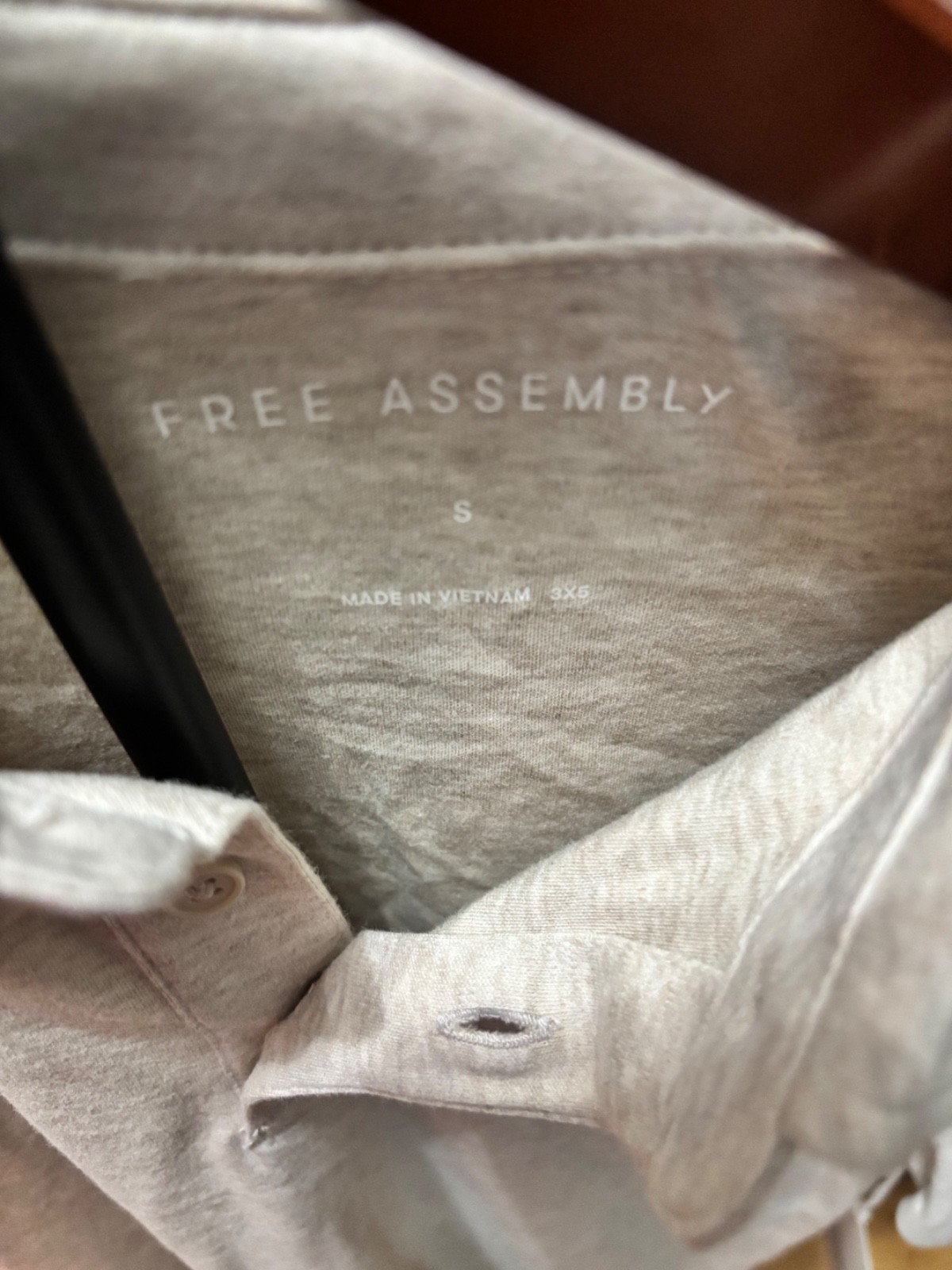 Free Assembly Cotton Luxe Everyday Polo Tan Heather Cream Men Small Lot of 2 NWT