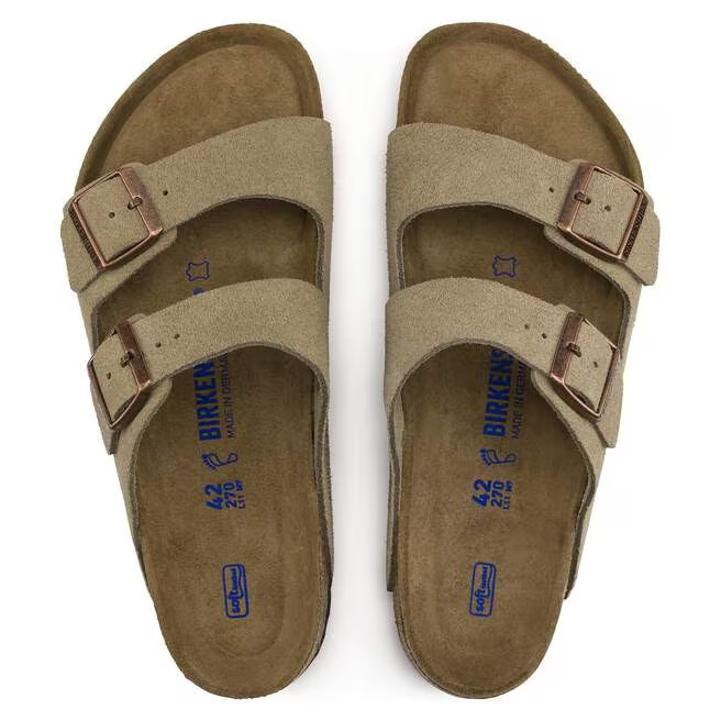 Birkenstock Arizona Taupe/Black /Mocha /Mink Soft Footbed Suede Leather Sandals