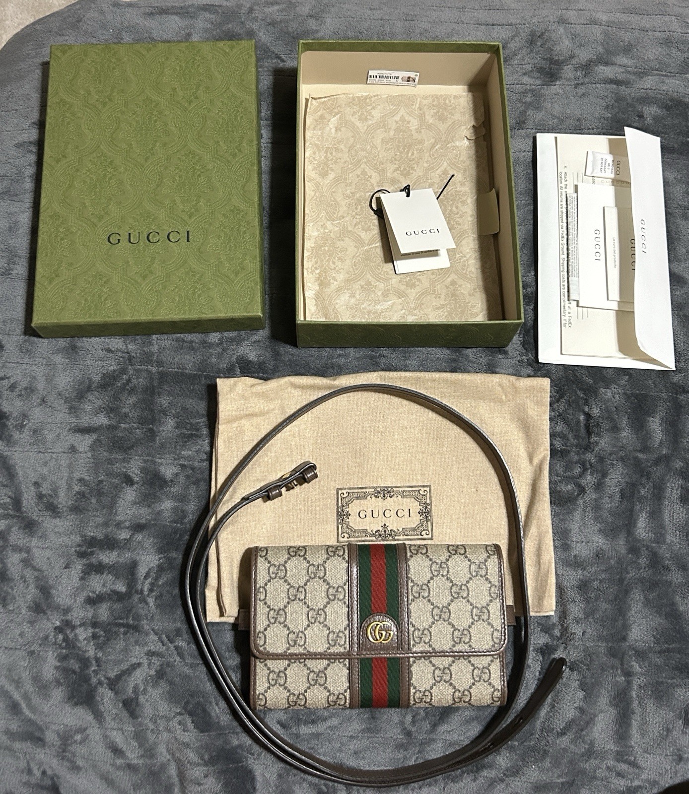 Authentic Gucci Ophidia Crossbody GG Wallet On Chain Shoulder Bag