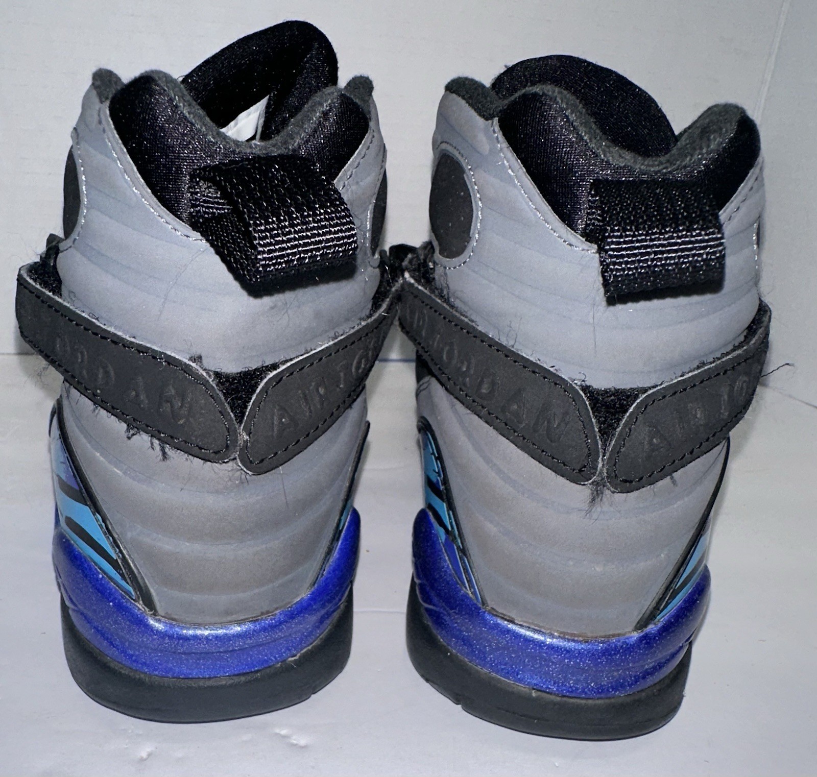 Air Jordan 8 Retro Aqua – Chrome Playoff Blue Black White – Size 7Y Men’s 6 EU40