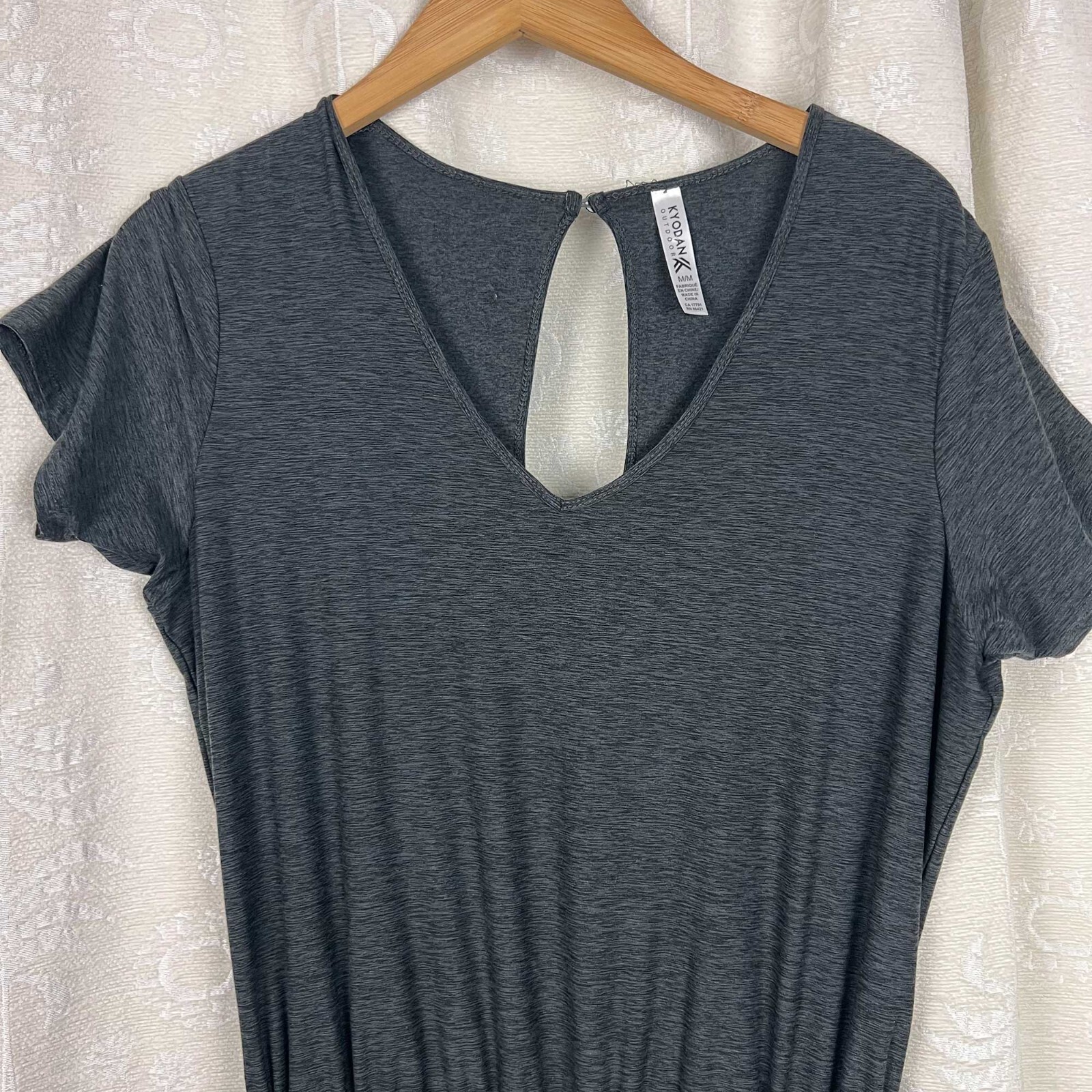 Freedom Trail by Kyodan Outdoor stretch jersey jumpsuit gray keyhole back lounge