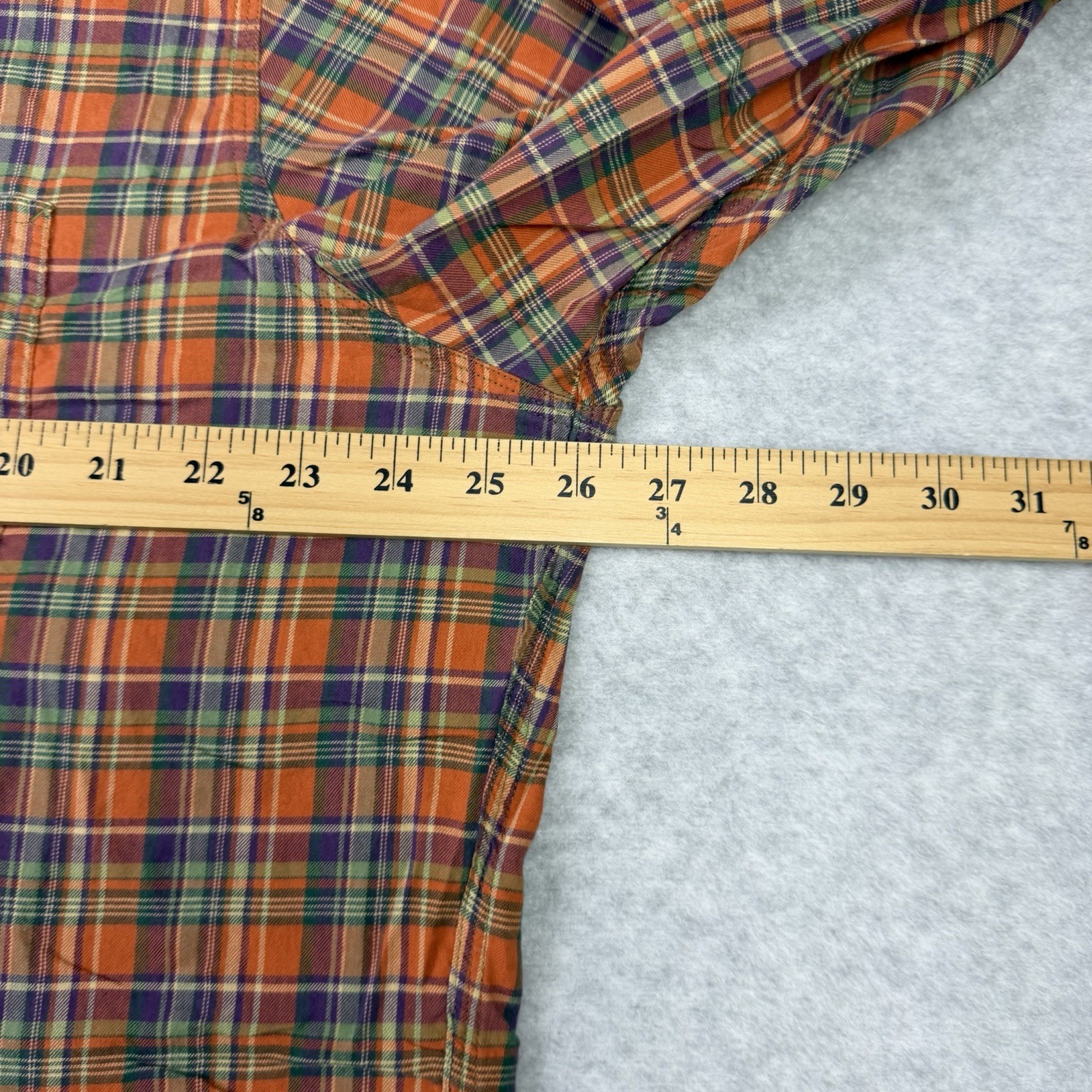 Polo Ralph Lauren Polo Country Shirt Mens XL Orange Plaid Leather Elbow Pads