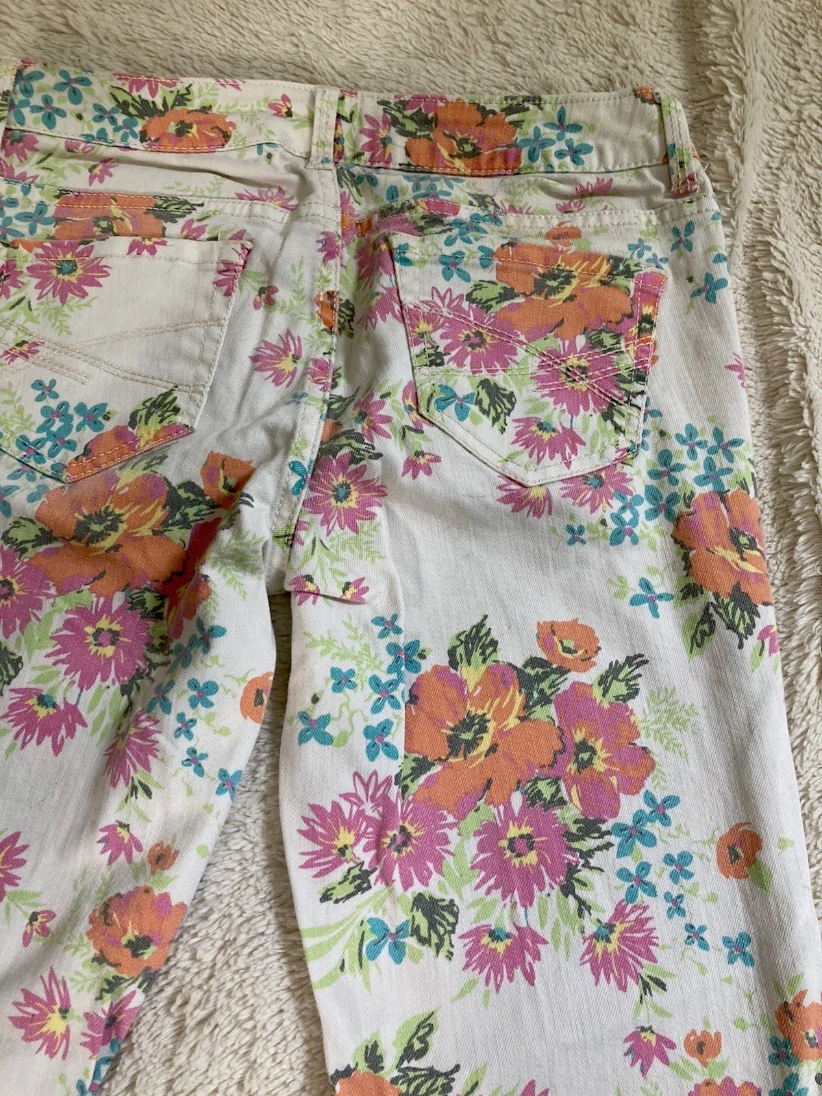 Aéropostale Y2K Floral Skinny Denim Ashley Jeans White Women’s 5-Pocket Reg