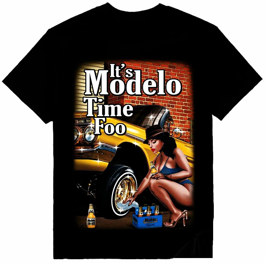 Lowrider Impala Modelo Time Mens Heavyweight -T-Shirt Print On Shaka Wear Tee