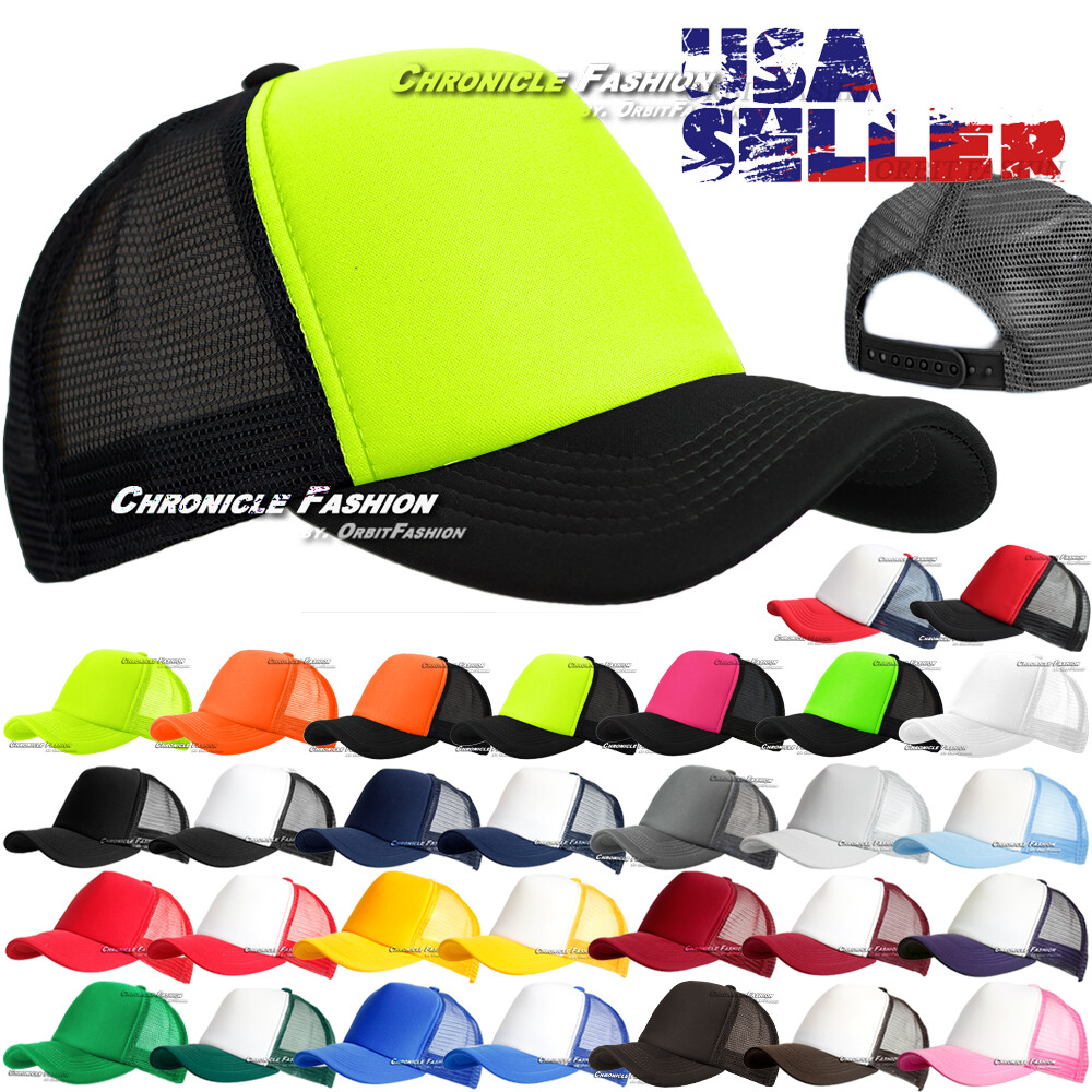 Foam Trucker Hat Mesh Back Baseball Cap Snapback Adjustable Plain Solid Men Hats