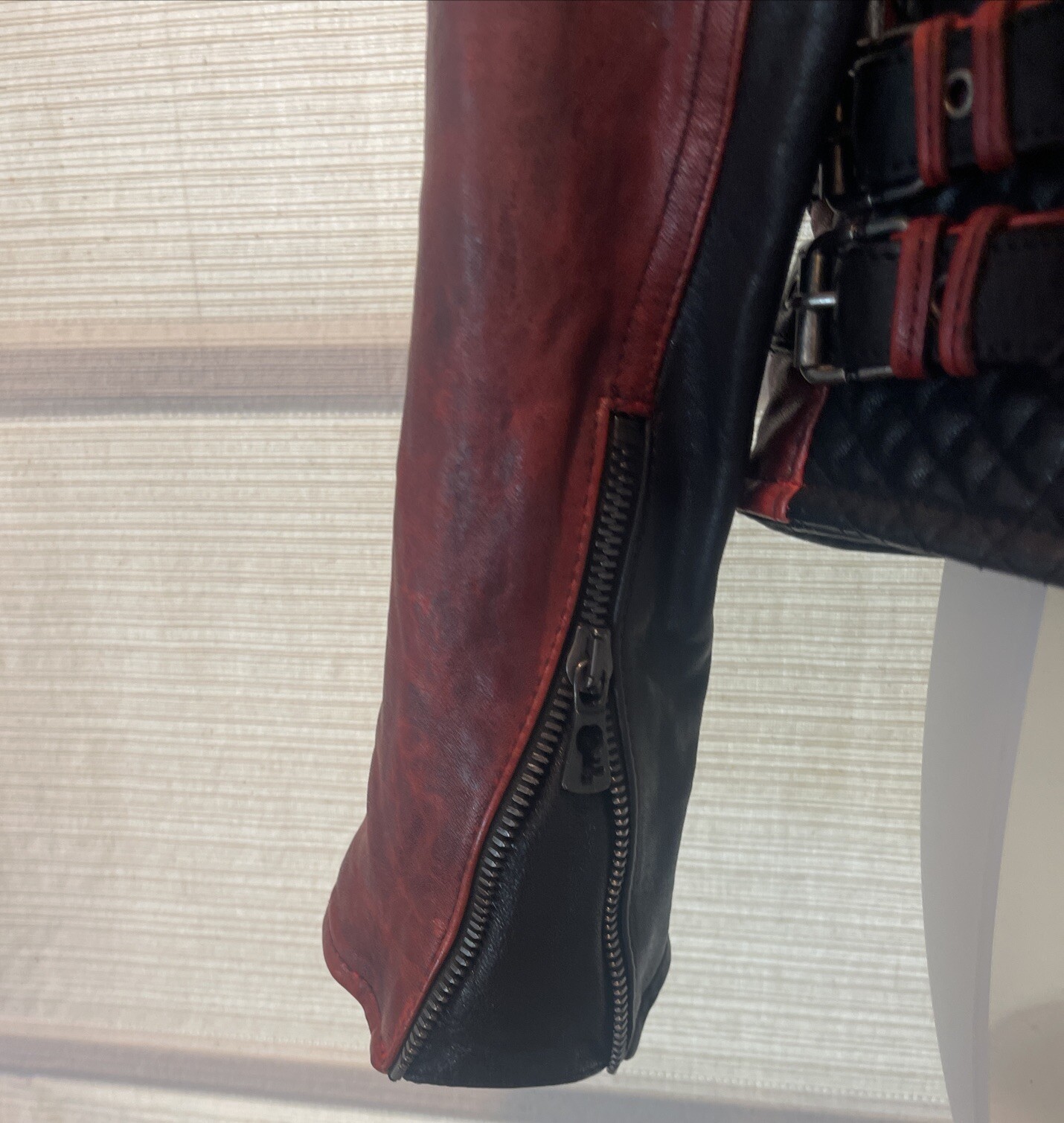 Benheart Limited Edition Red/Blk Moto Leather Jacket Made Italy Sz. 44 US 6 NWOT