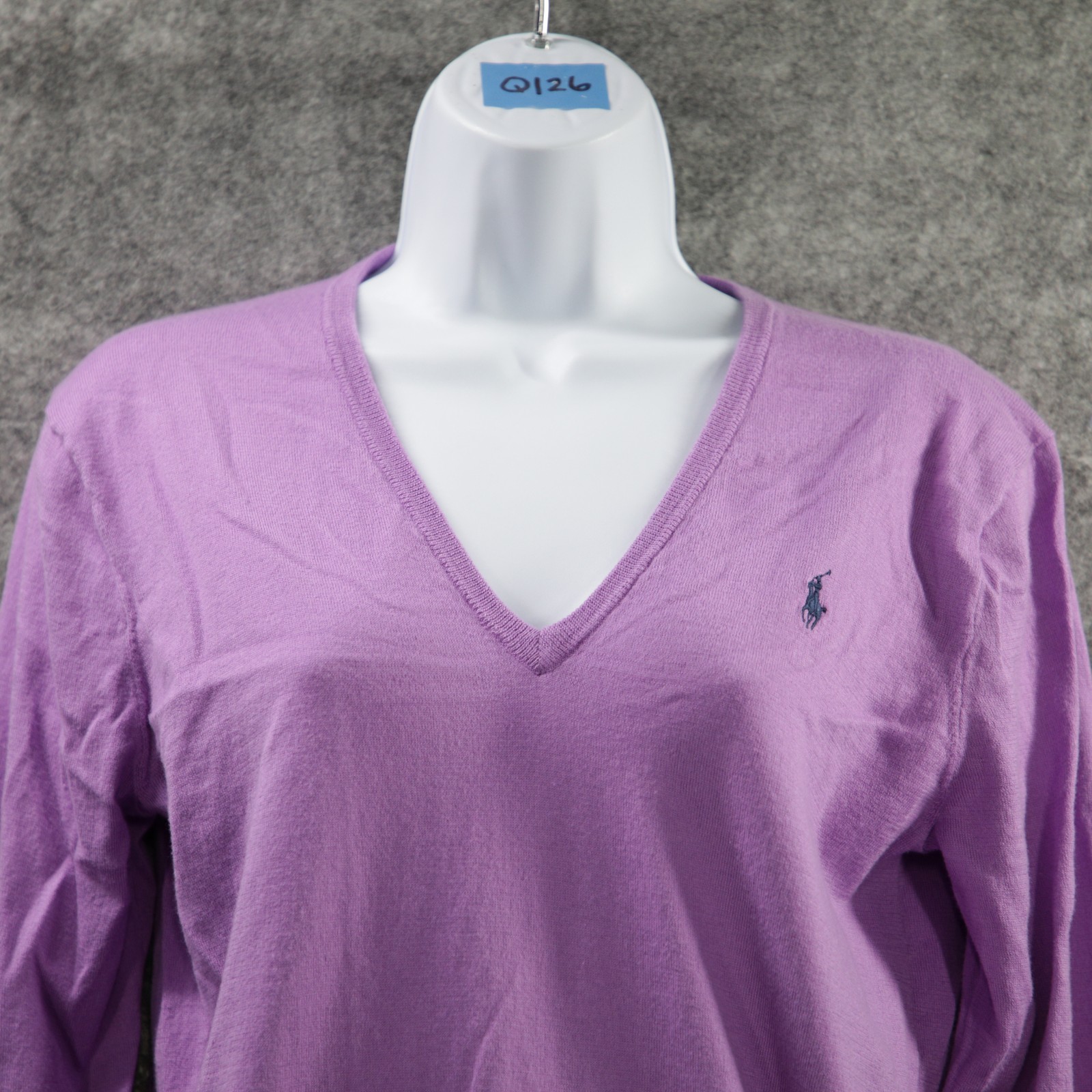 Polo Ralph Lauren Sweater Womens Small Purple Pima Cotton V Neck Pullover Pony