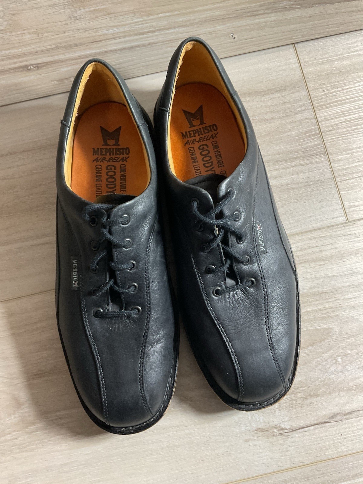 Mephisto Derby Oxfords Goodyear Welt Women Size 9 Black Leather Comfort Shoes