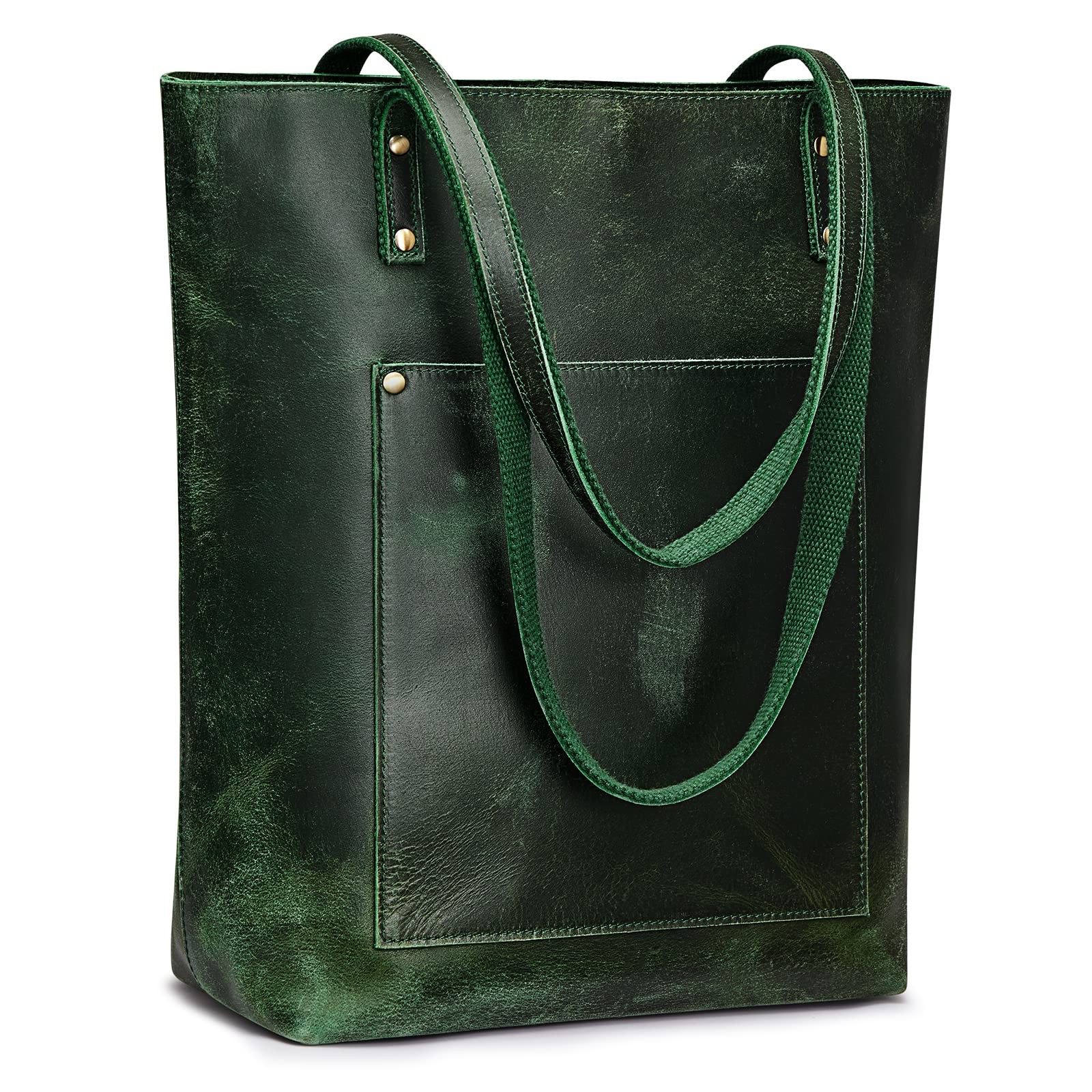 Leather Tote Bag for Women Work Handbag with Luggage Sleeve