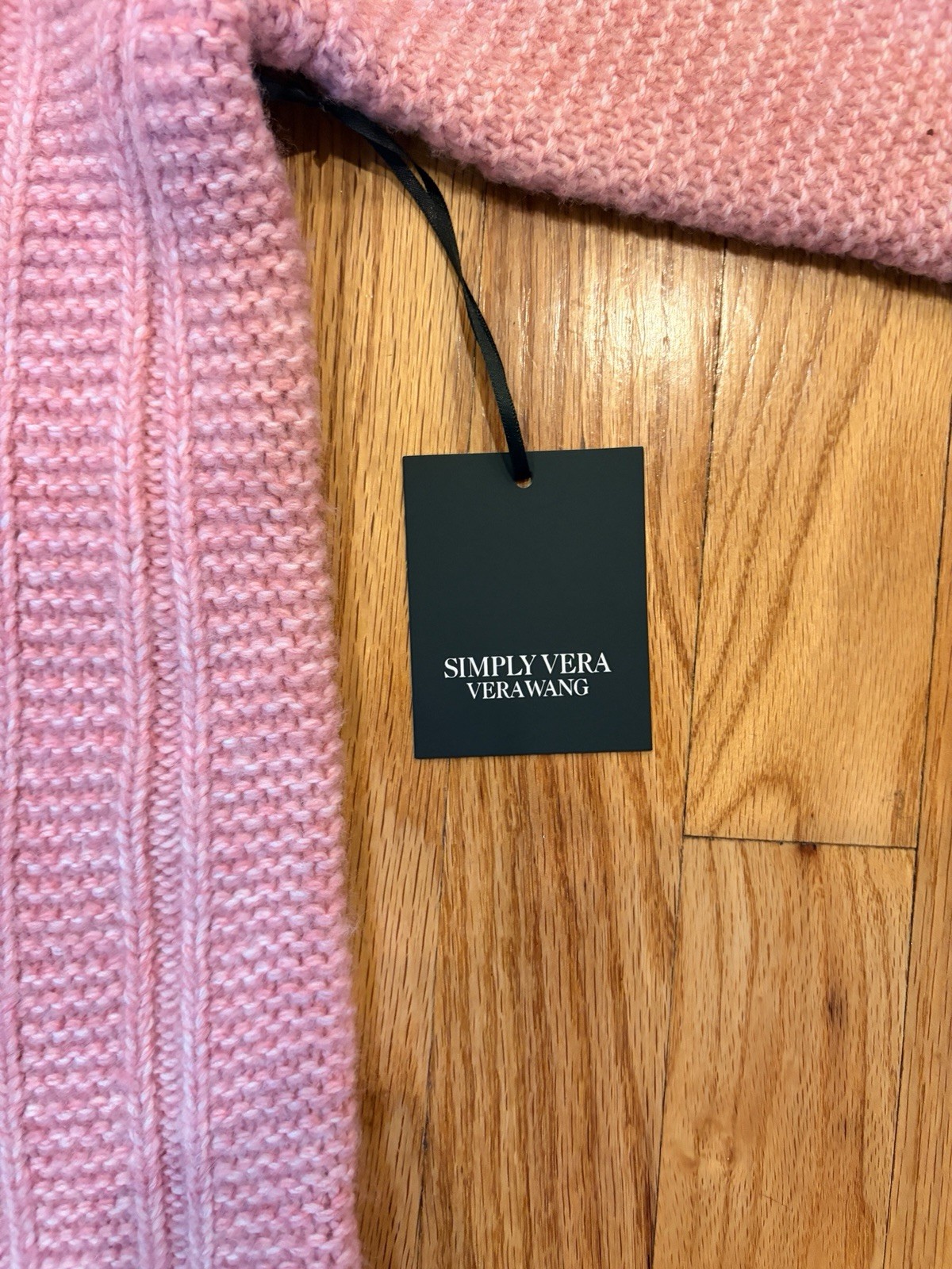 Simply Vera Vera Wang Pink Cable-Knit Mock Neck Pullover Sweater Womens M