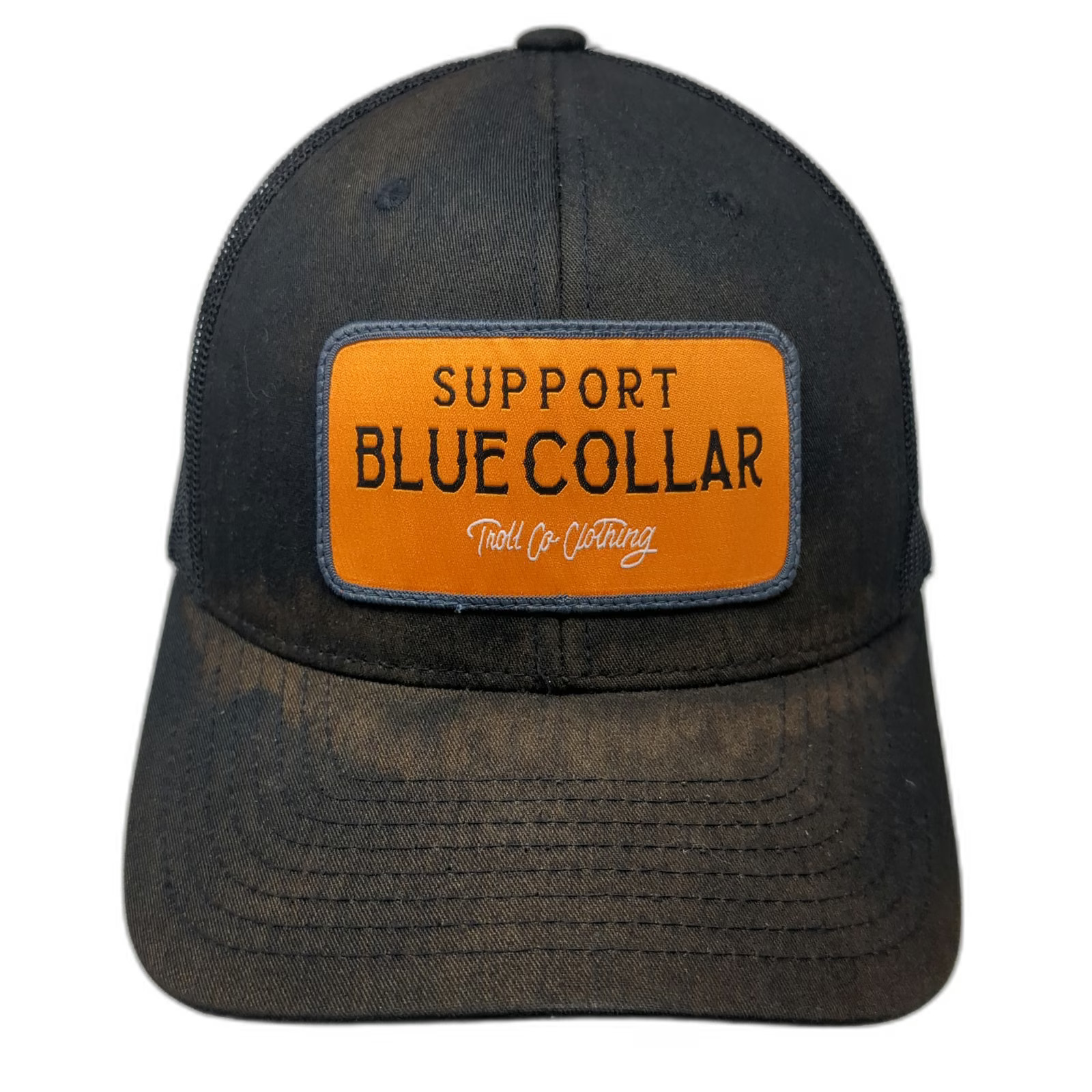 Troll Co Clothing Trucker Hat Black One Size Support Blue Collar Mesh Snapback