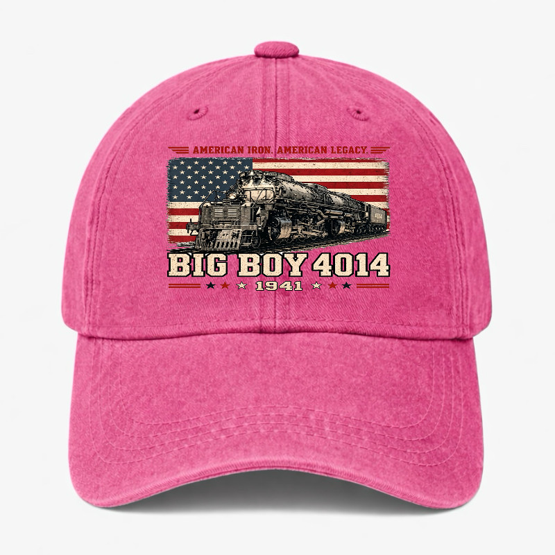 Big Boy 4014 Railroad Dad Hat Vintage Train Lover Adjustable Washed Baseball Cap