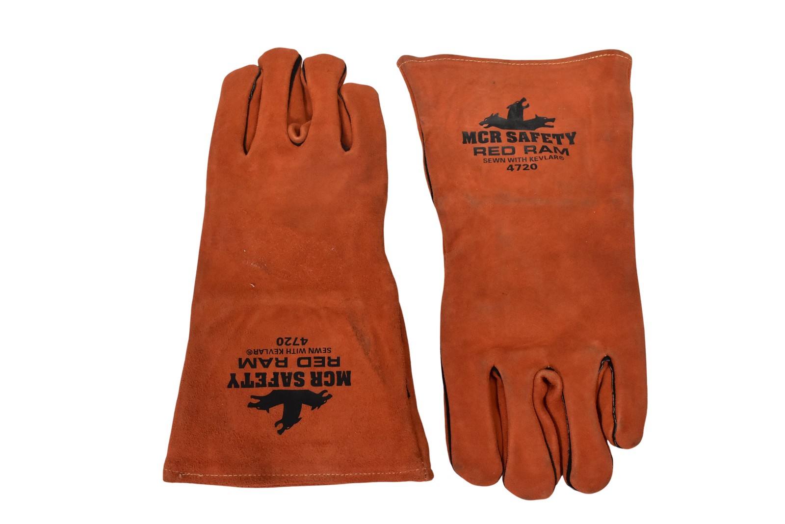 MCR Safety Red Ram 4720 Leather Welding Work Gloves Orange Aramid Fiber Gauntlet