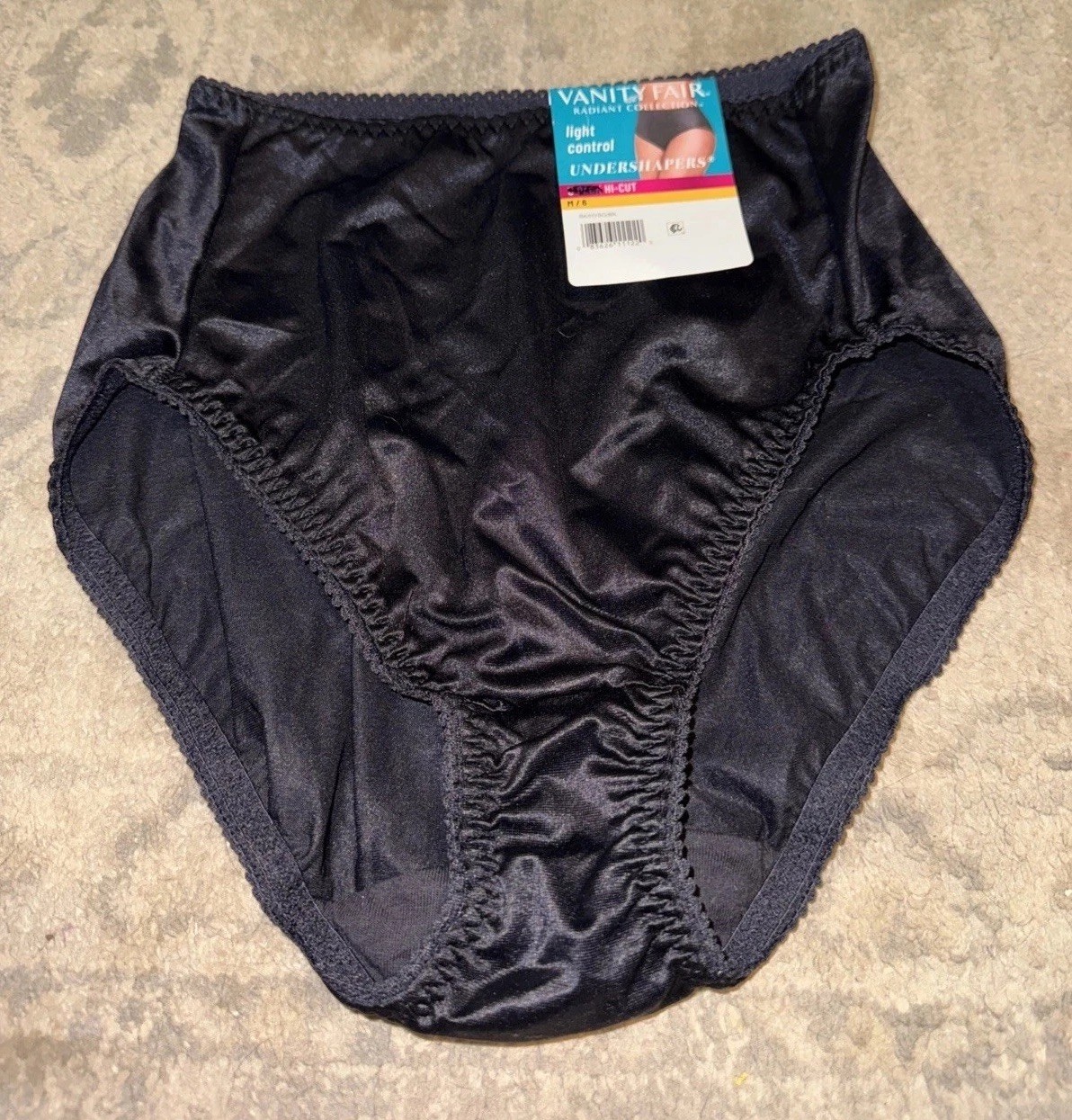 New Vanity Fair Underwear Women Panty Sz Medium (6) Hi Cut Black