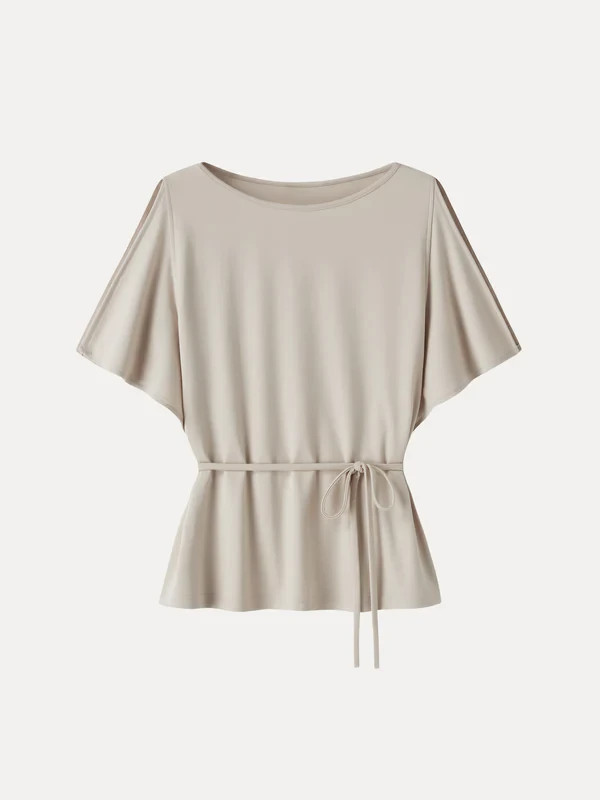 OGL Women’s CoolTouch Relaxed Boatneck Self-Tie Top – No Import Fees