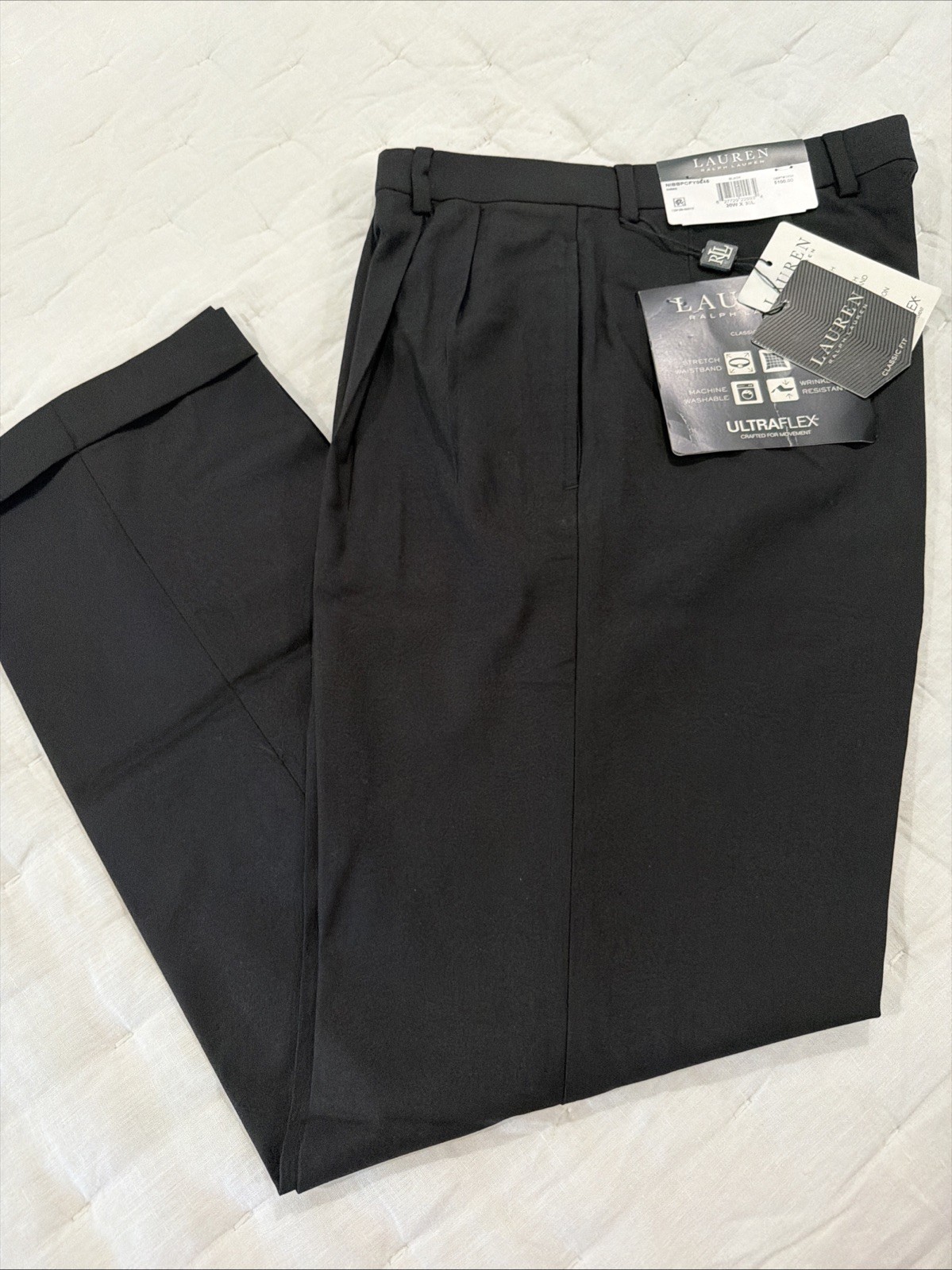 NWT Lauren Ralph Lauren UltraFlex Classic Fit Dress Pants – Black – 30w x 30L