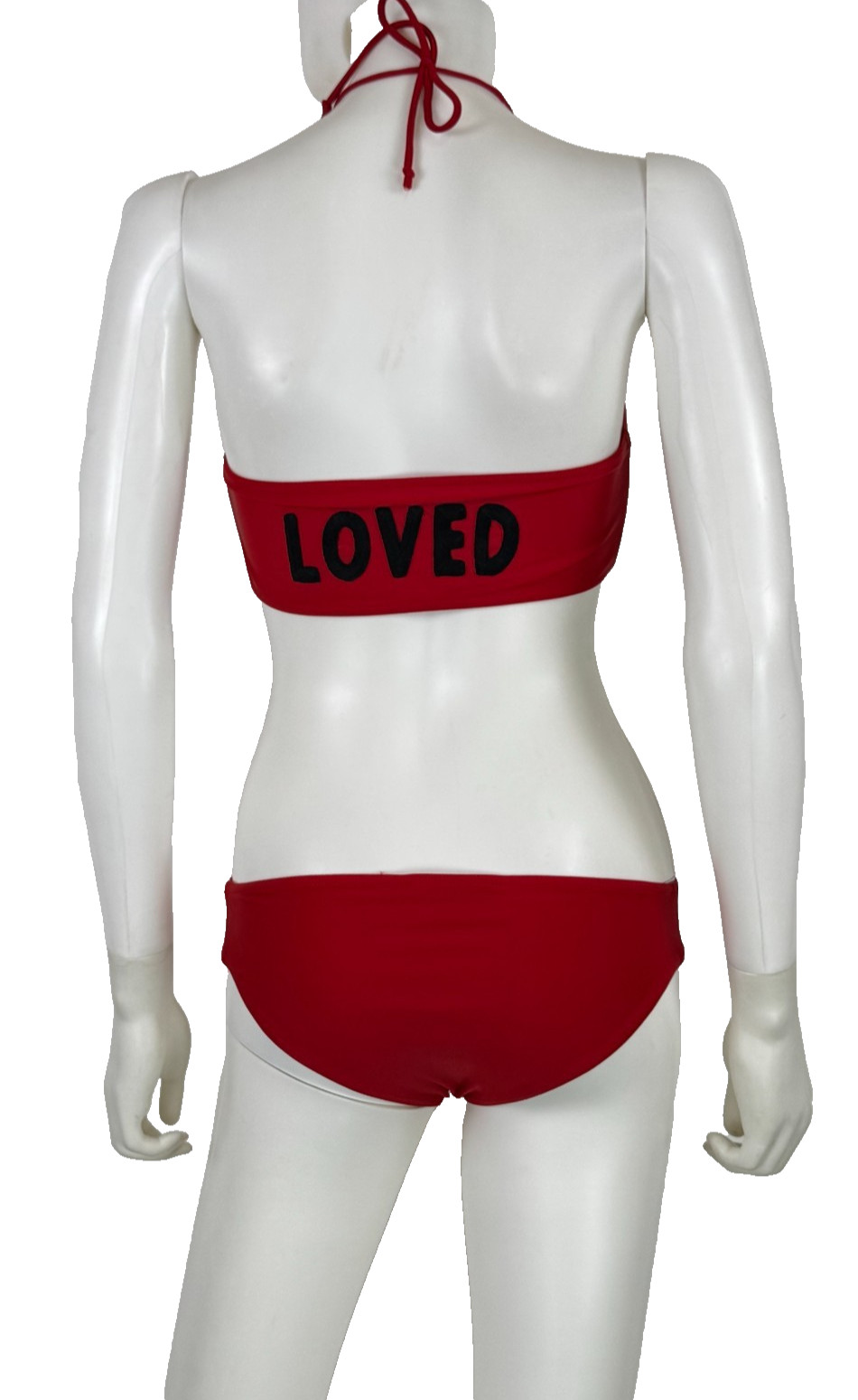 $850 Gucci Auth Red Loved Bikini Top Swimsuit 4 US 40 IT S Swimwear Bandeau Bag