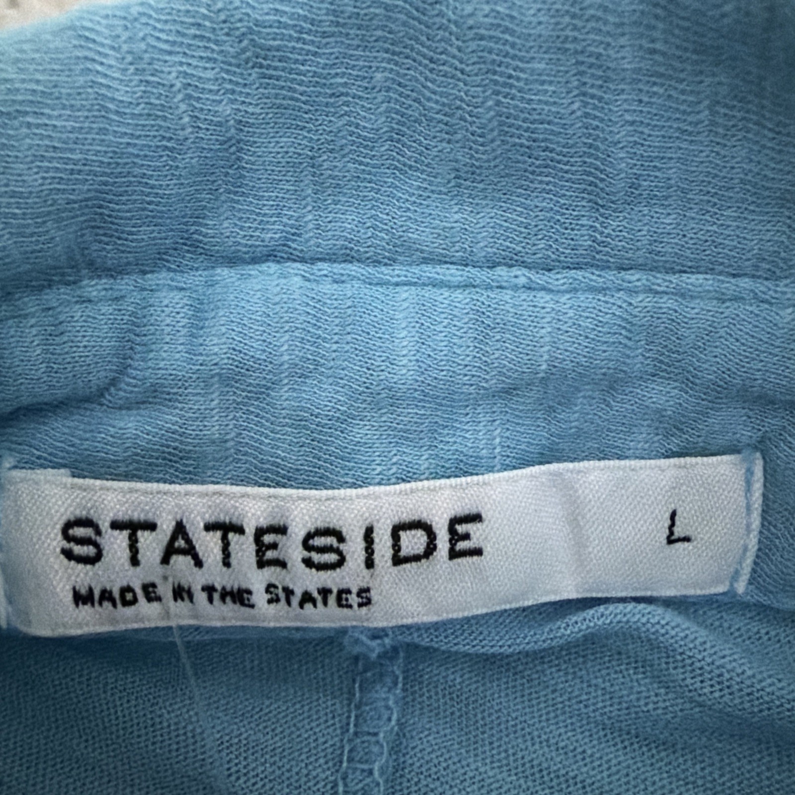 NWT Stateside 100% Supima Cotton Collared Twist Front Top Button Front Blue L