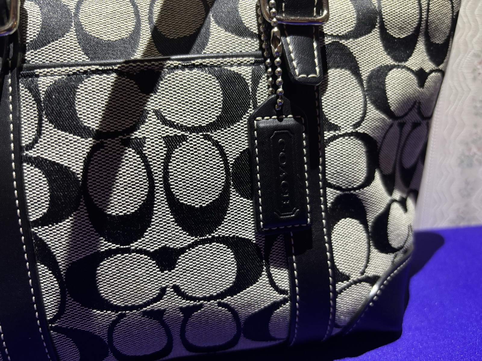 Vintage Coach Y2K Era Monogram Mini Tote 2002 F2J-6043 Signature Canvas Black