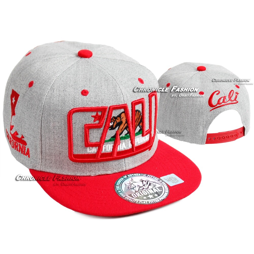 Baseball Cap California Republic Cali Bear Snapback Adjustable Hat Flat Bill Men