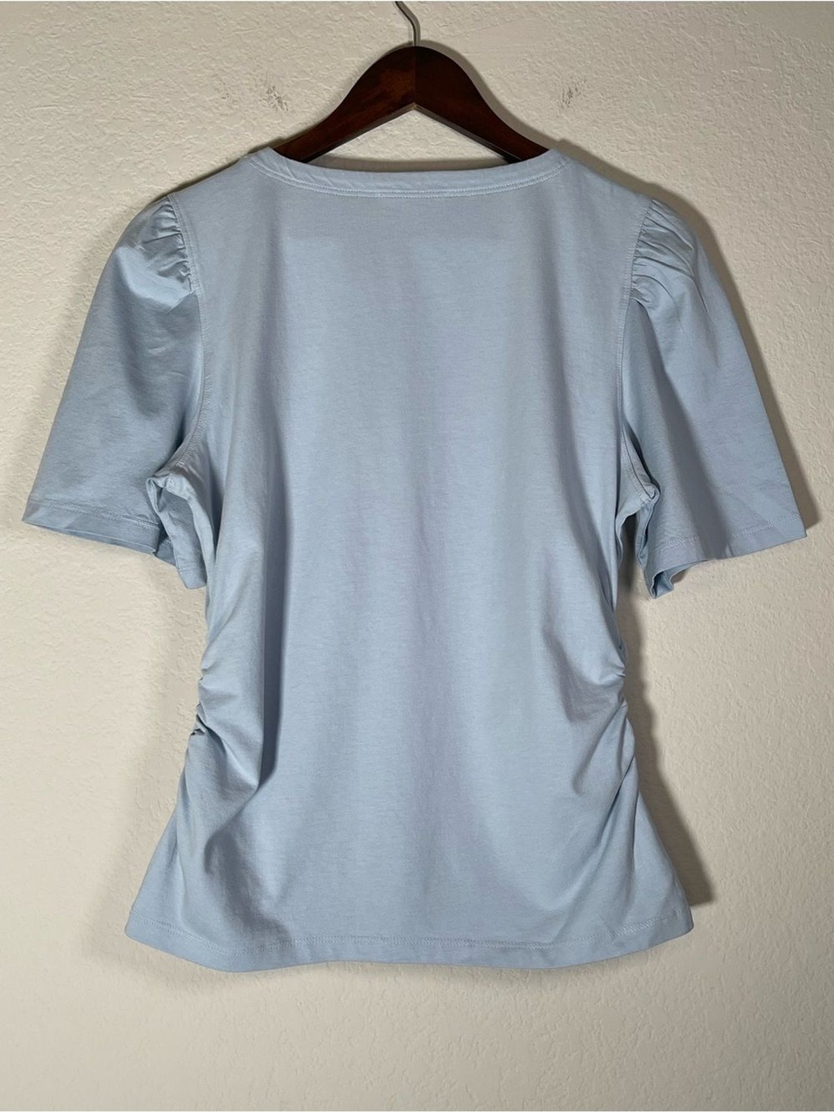 Madewell NWT Side Cinch Puff Sleeve Tee Size Medium in Feather Blue