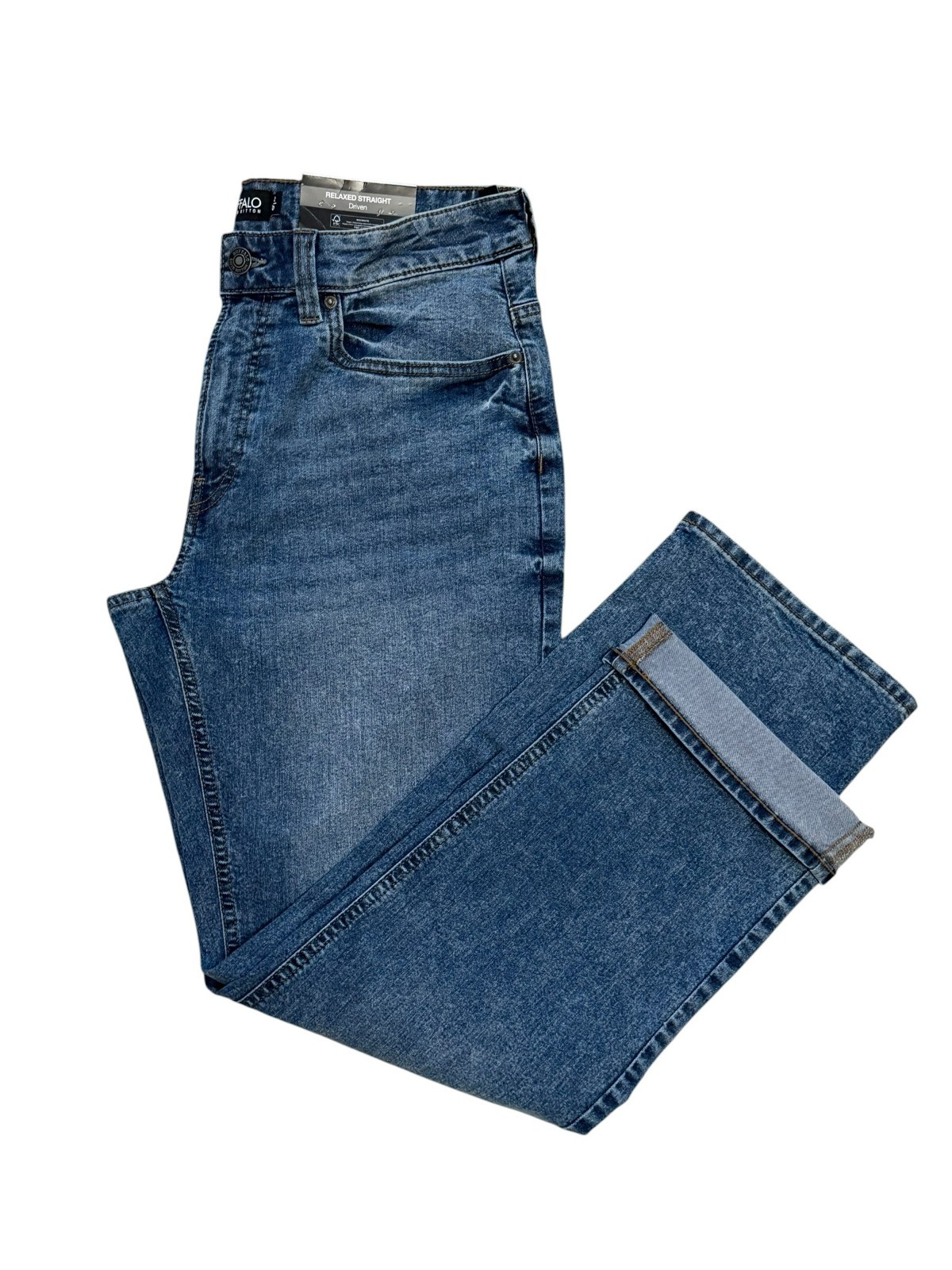 Buffalo David Bitton Men’s 32×30 Relaxed Straight Driven Jeans Medium Blue NWT