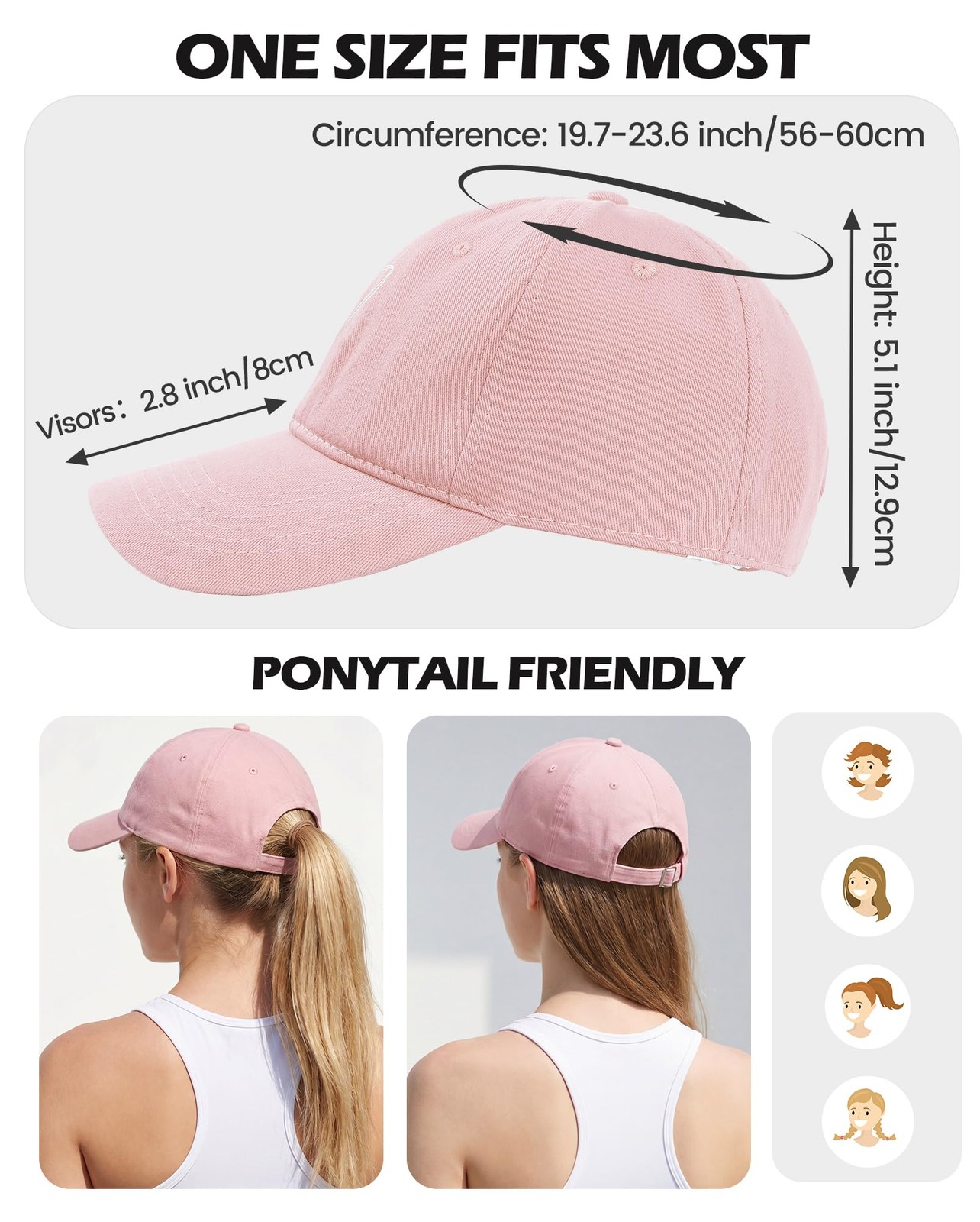 Womens Baseball Caps Pink Cute Baseball Caps for Women Men Trendy Adjustable …