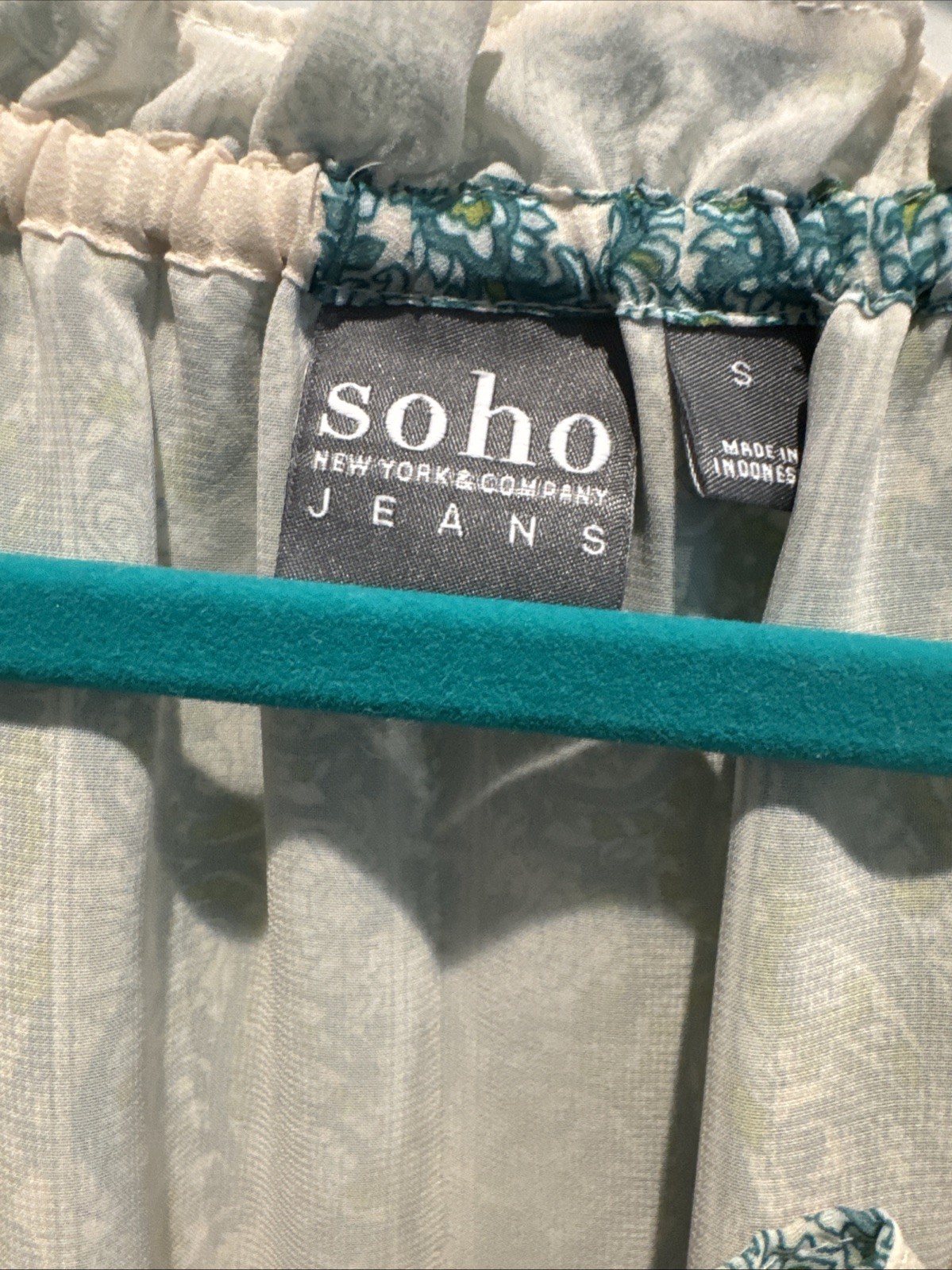 SOHO Jeans Boho Peasant Blouse Paisley Off Shoulder Batwing Lined Women’s S