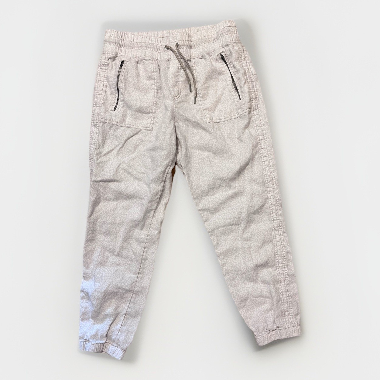 Athleta Joggers Womens 10 Beige Cabo Linen Jogger Casual Elastic Waist Pockets