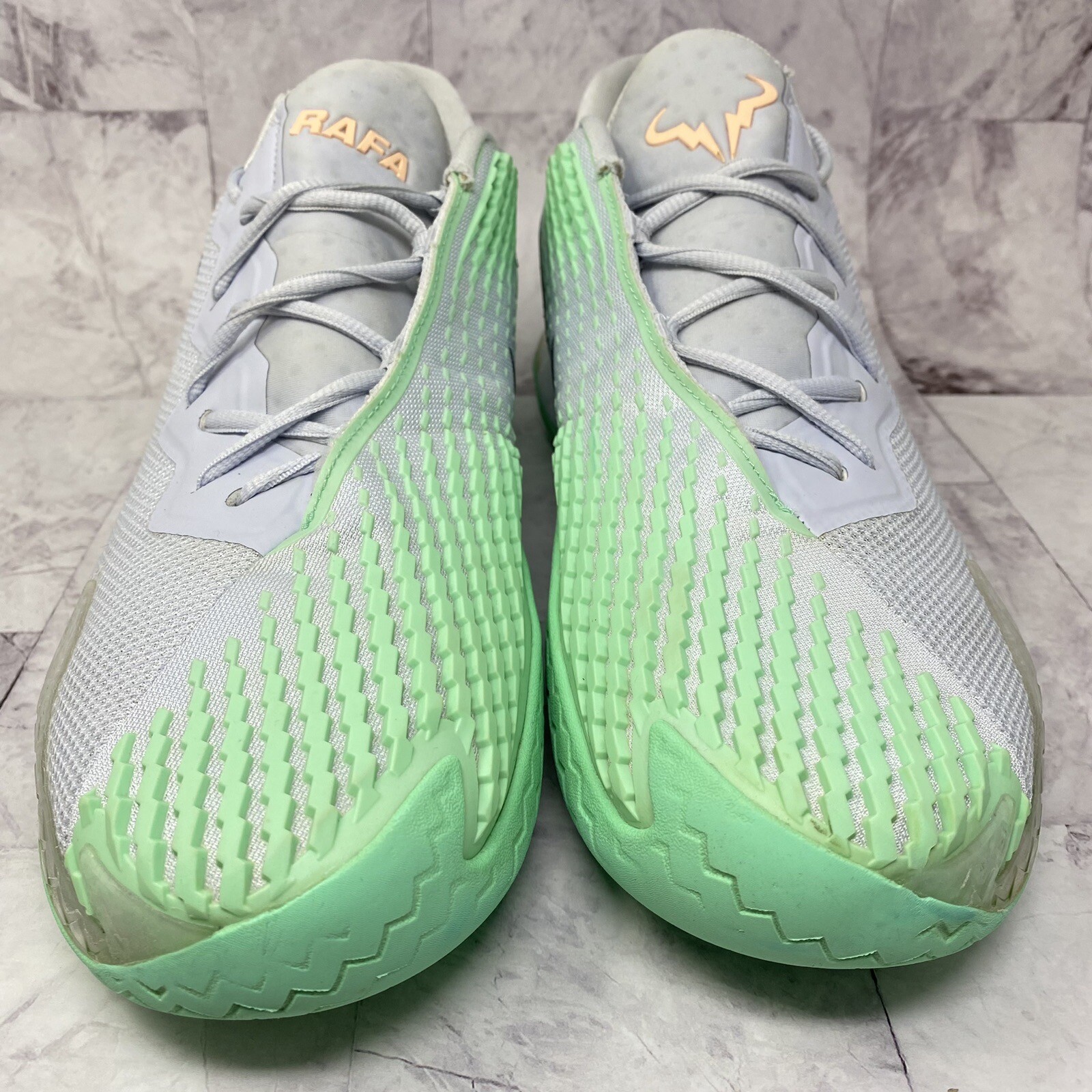 Nike Zoom Vapor Cage 4 Grey Green Glow Rafa Nadal Tennis Court Shoe Mens Sz 13 M
