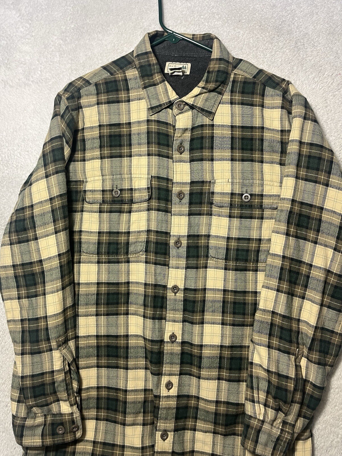 Vintage LL Bean Jacket Mens L Tall Plaid Flannel Shacket Fleece Lined Button Up.
