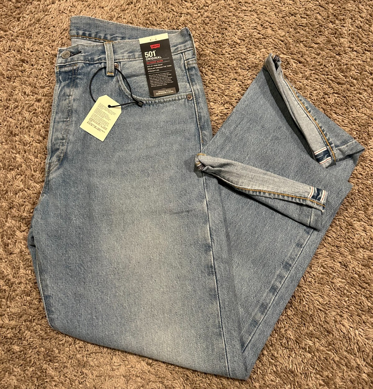 Levi’s Premium 501 Original Fit Selvedge Jeans Blue Men’s Size NWT RT$148 3600