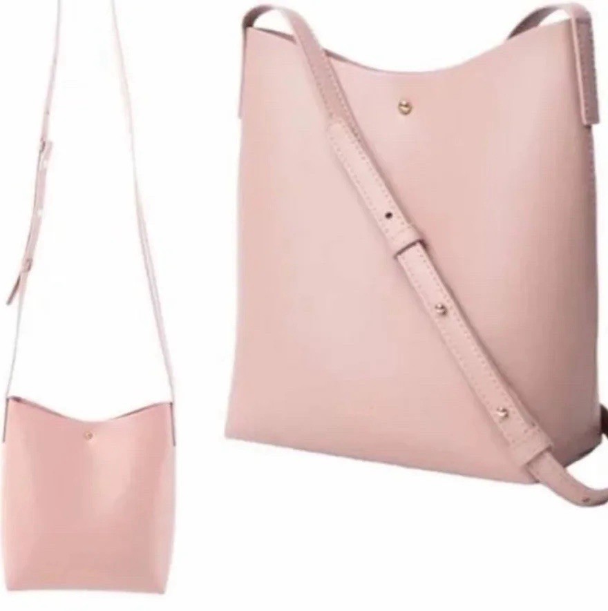 Anthropologie SAMARA Medium Shoulder Bag Crossbody Peony Pink Vegan Leather