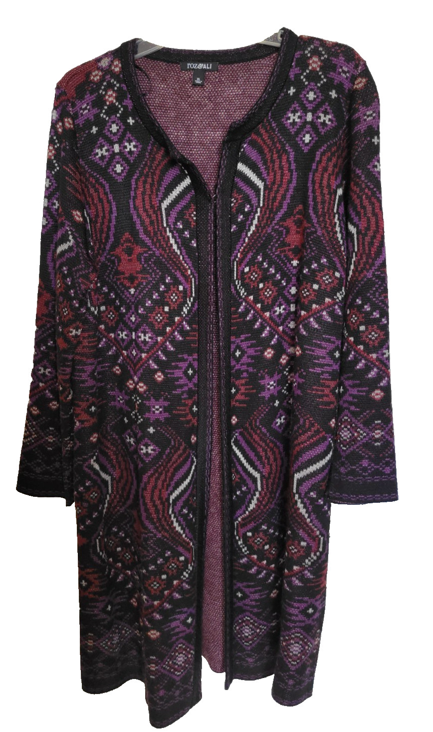 Roz & Ali womens long sweater XL open no closure knit pre owned