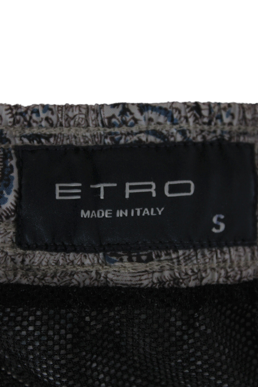 Etro Mens Beige Paisley Drawstring Beach Shorts 100% Polyamide Size S