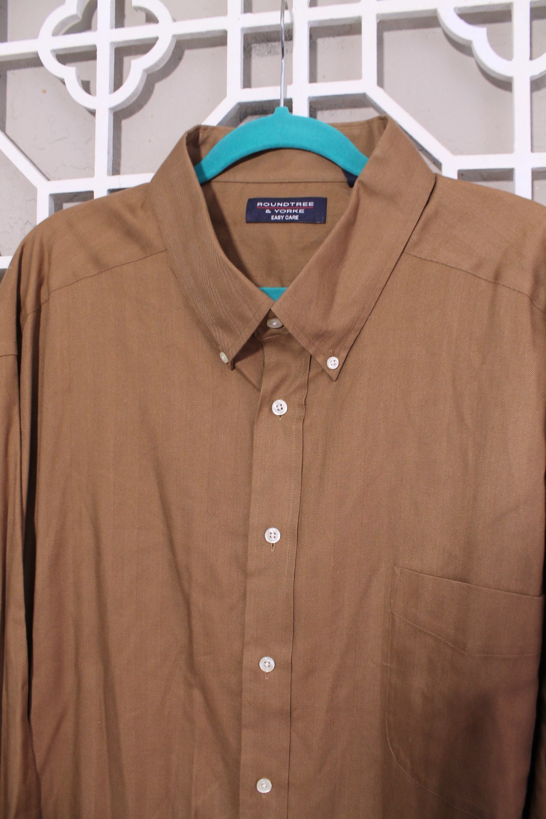 Roundtree & Yorke Button Up Shirt Mens 4X Brown Casual Preppy Oxford Pocket Men